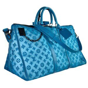 LOUIS VUITTON Keepall Triangle BANDOULIÈRE 50 Turquoise Transparent Bag Duffle